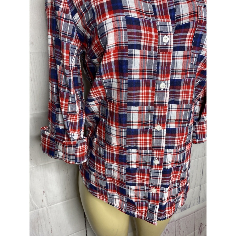 Tommy Hilfiger Shirt Women XS Heritage Top Patchwork L/S Button Front Flag NWT - Picture 4 of 9